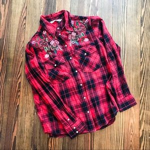 Embellished plaid Zara button down shirt